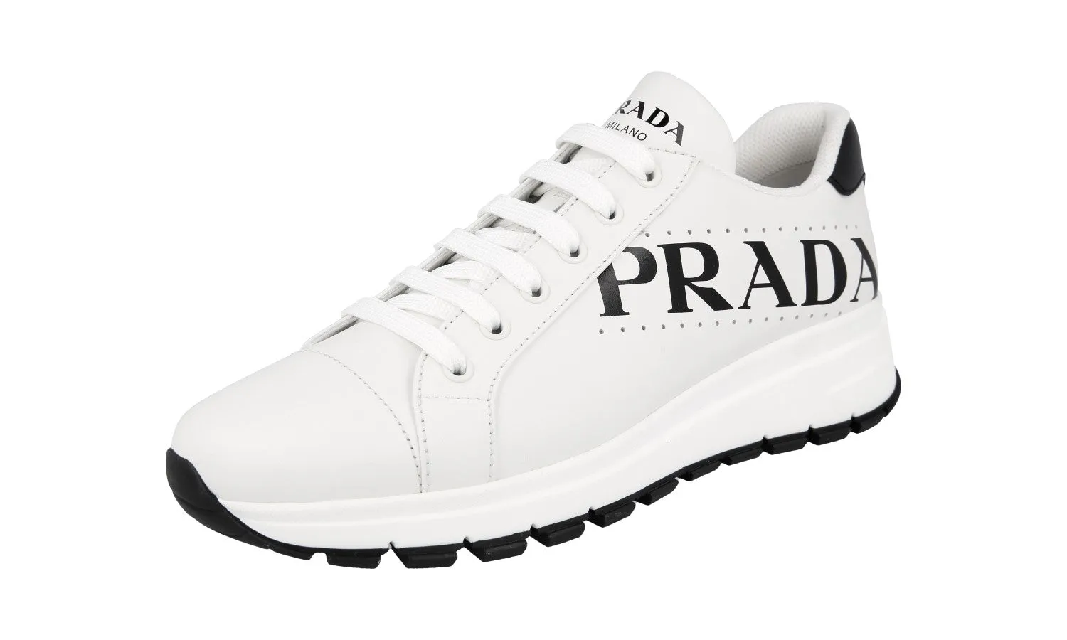 Prada Women's White Leather Prax01 Sneaker 1E597M Air Movement Retro-inspired performance