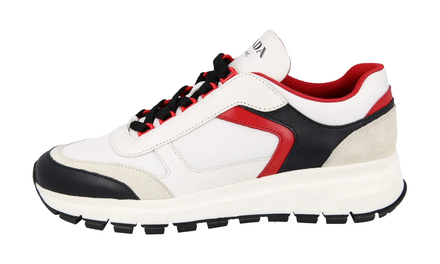 Prada Women's White Leather Prax01 Sneaker 1E887L Street Outfit Stylish Silhouette