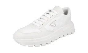 Urban Fit Elastic Collar Prada Women's White Leather Prax01 Symbole Triangle Platform Sneaker 1E620N