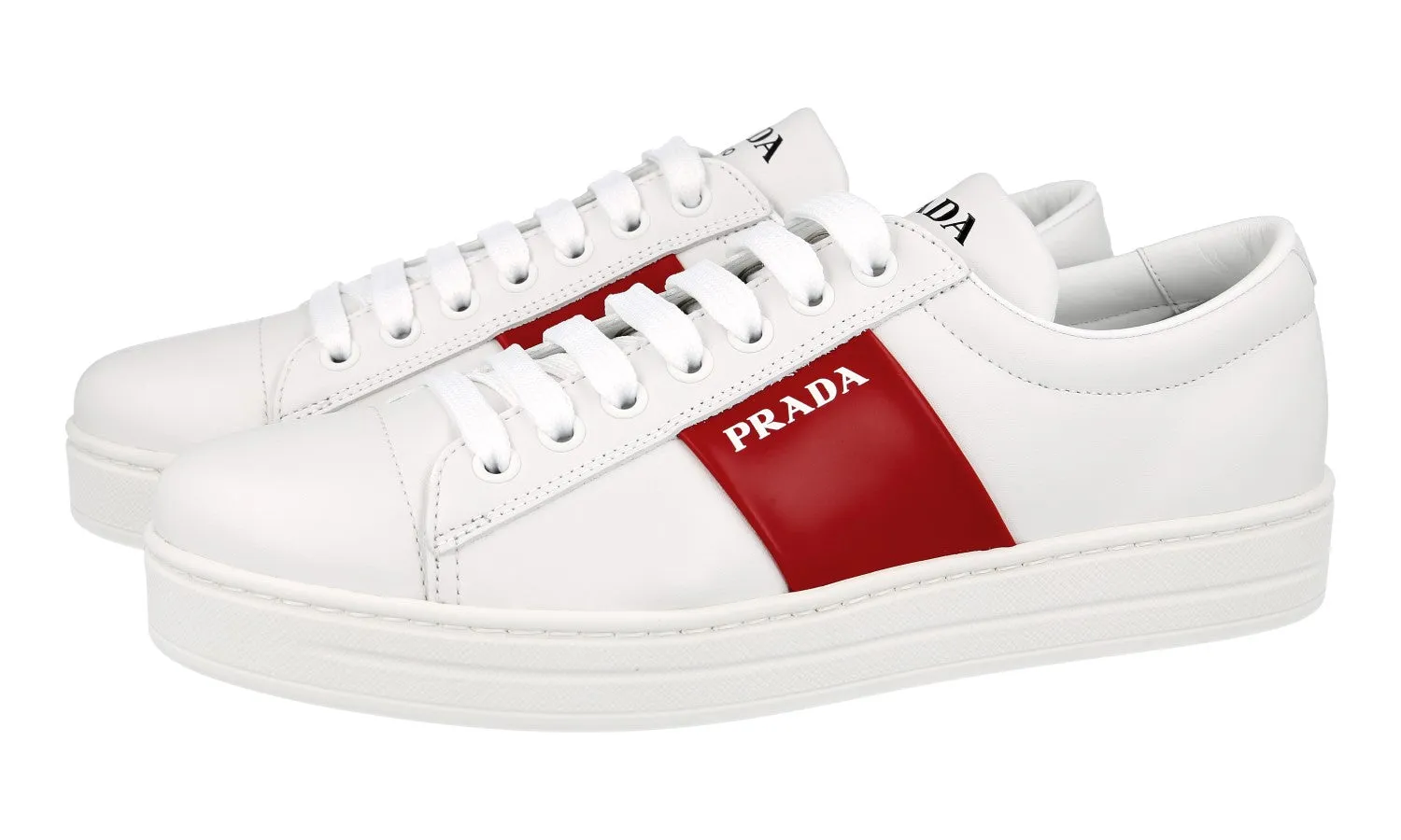Comfort Motion Quality Prada Women's White Leather Sneaker 1E144N