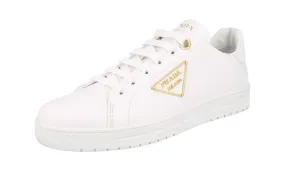 Heel Support Sleek Outline Prada Women's White Leather Sneaker 1E867M