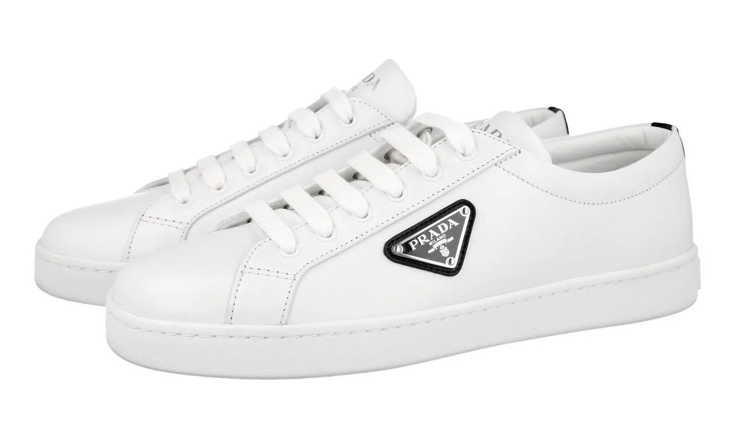 Prada Women's White Leather Sneaker 1E941M Cool Weather