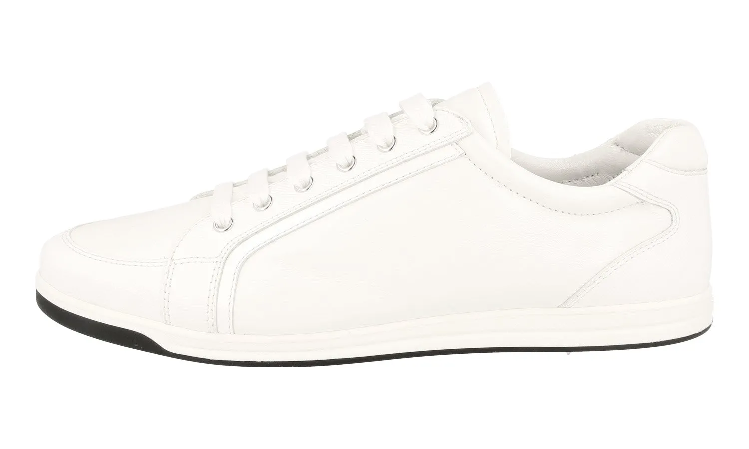 Easy Maintenance Classic Style Prada Women's White Saffiano Leather Sneaker 3E5892