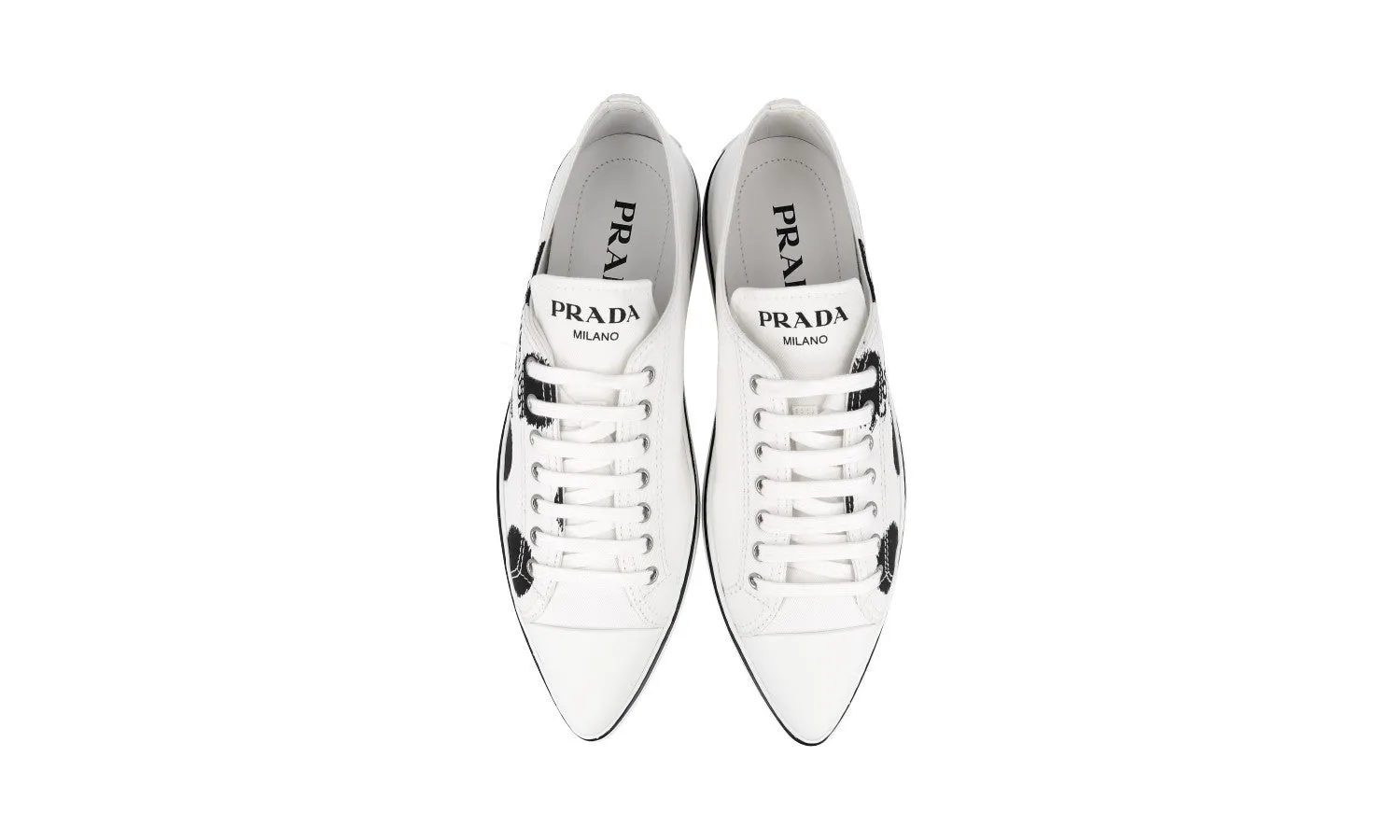 Endurance Ready Prada Women's White Synthesis Polka Dot Pointy Sneaker 1E617M