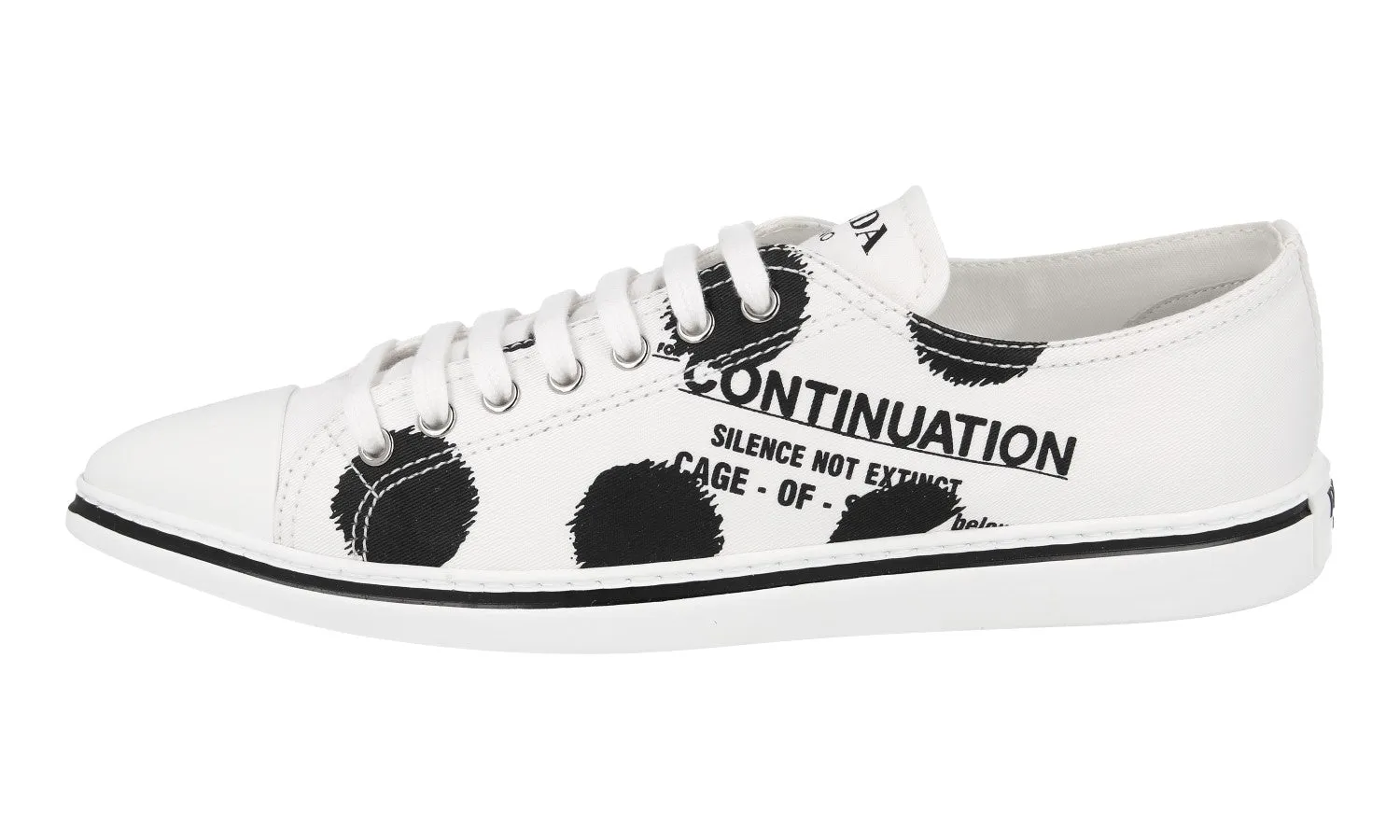 Prada Women's White Synthesis Polka Dot Pointy Sneaker 1E617M Non Compressible Midsole