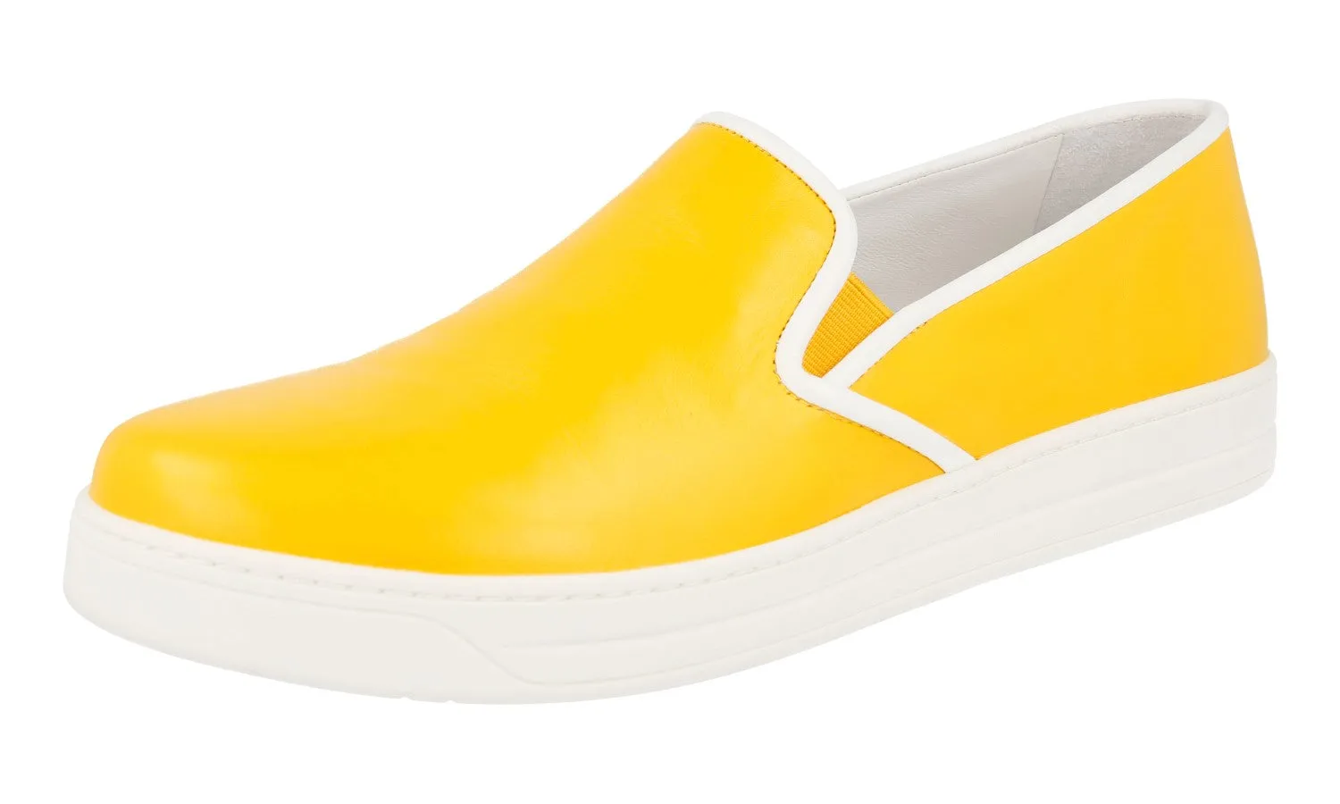 Sneaker Customization Water Resistant Prada Women's Yellow Leather Sneaker 3S6180