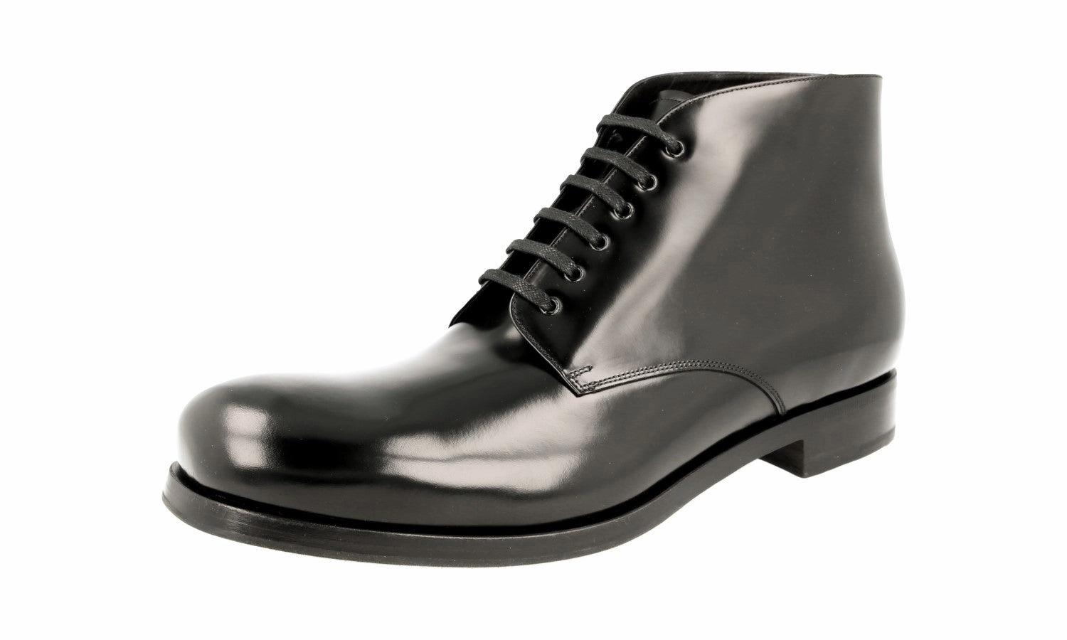 Cozy Comfort Chic Winter Style Prada Men's Black Brushed Spazzolato Leather Half-Boot 2TG100