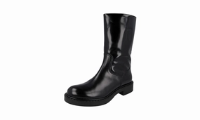 Structured Feel High Heel Prada Men's Black Brushed Spazzolato Leather Half-Boot 2UE012