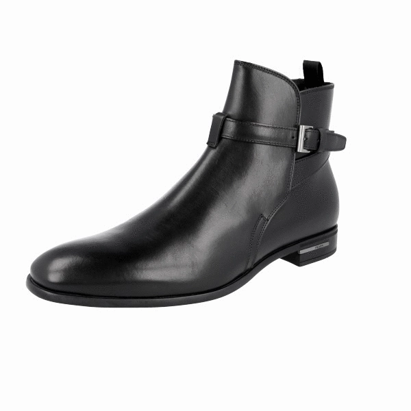 Comfy Fit Boot Winter Ready Prada Men's Black Leather Half-Boot 2TC029