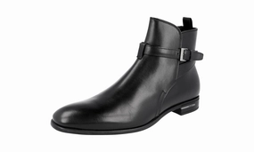 Layer Friendly Autumn Walk Prada Men's Black Leather Half-Boot 2TC029