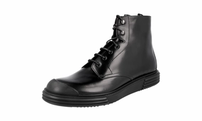 Prada Men's Black Leather Half-Boot 2TE129 Comfy Wear