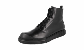 Prada Men's Black Leather Half-Boot 2TE137 Chic All-Weather
