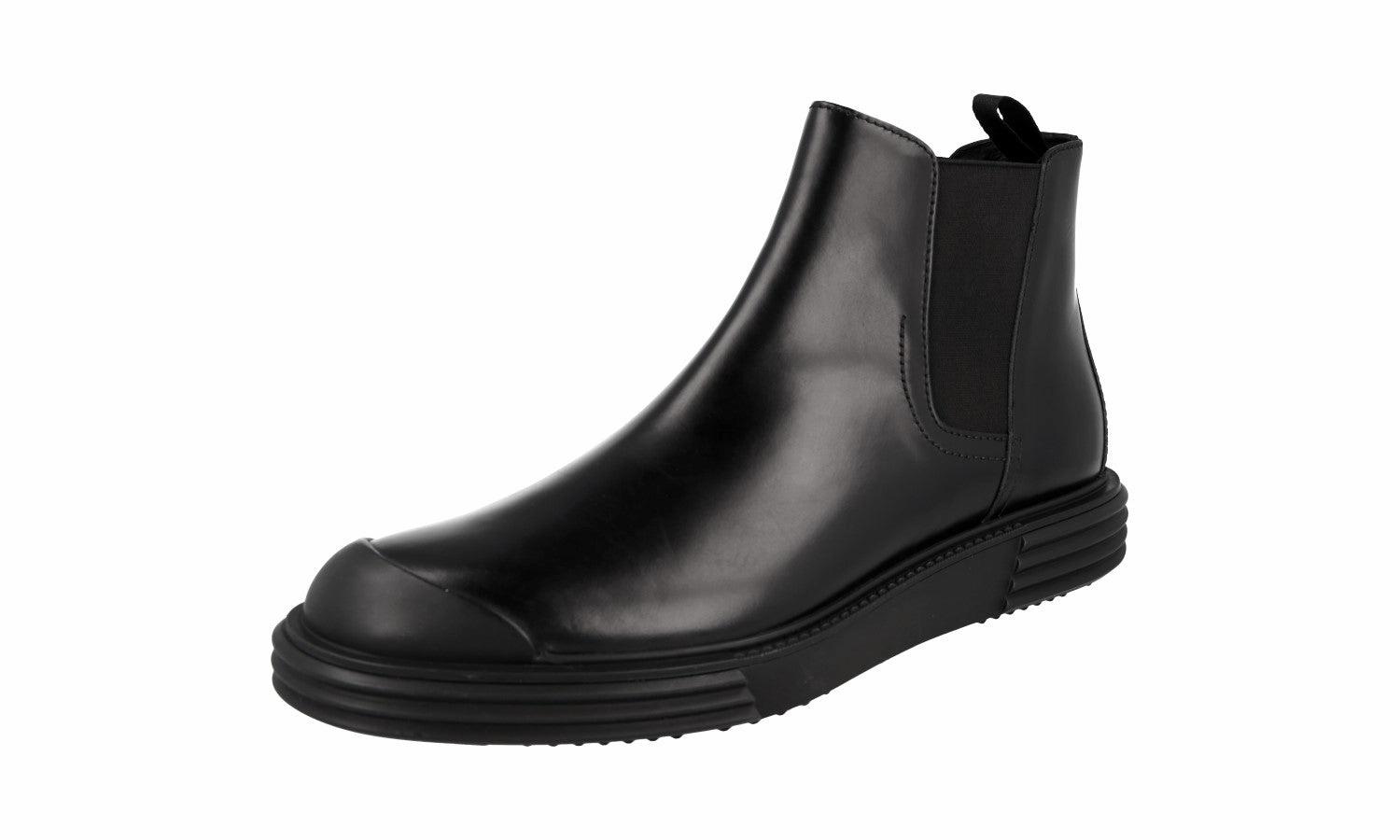Practical Look Work Boot Prada Men's Black Leather Half-Boot 2TE218