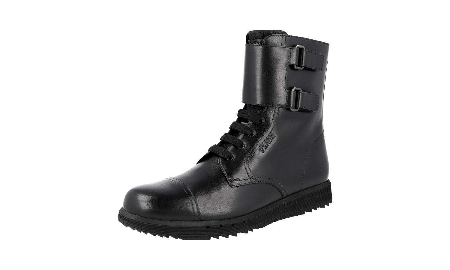 Prada Men's Black Leather Half-Boot 4T3361 Stylish Fit Studded details
