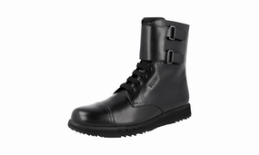 Prada Men's Black Leather Half-Boot 4T3361 Stylish Fit Studded details