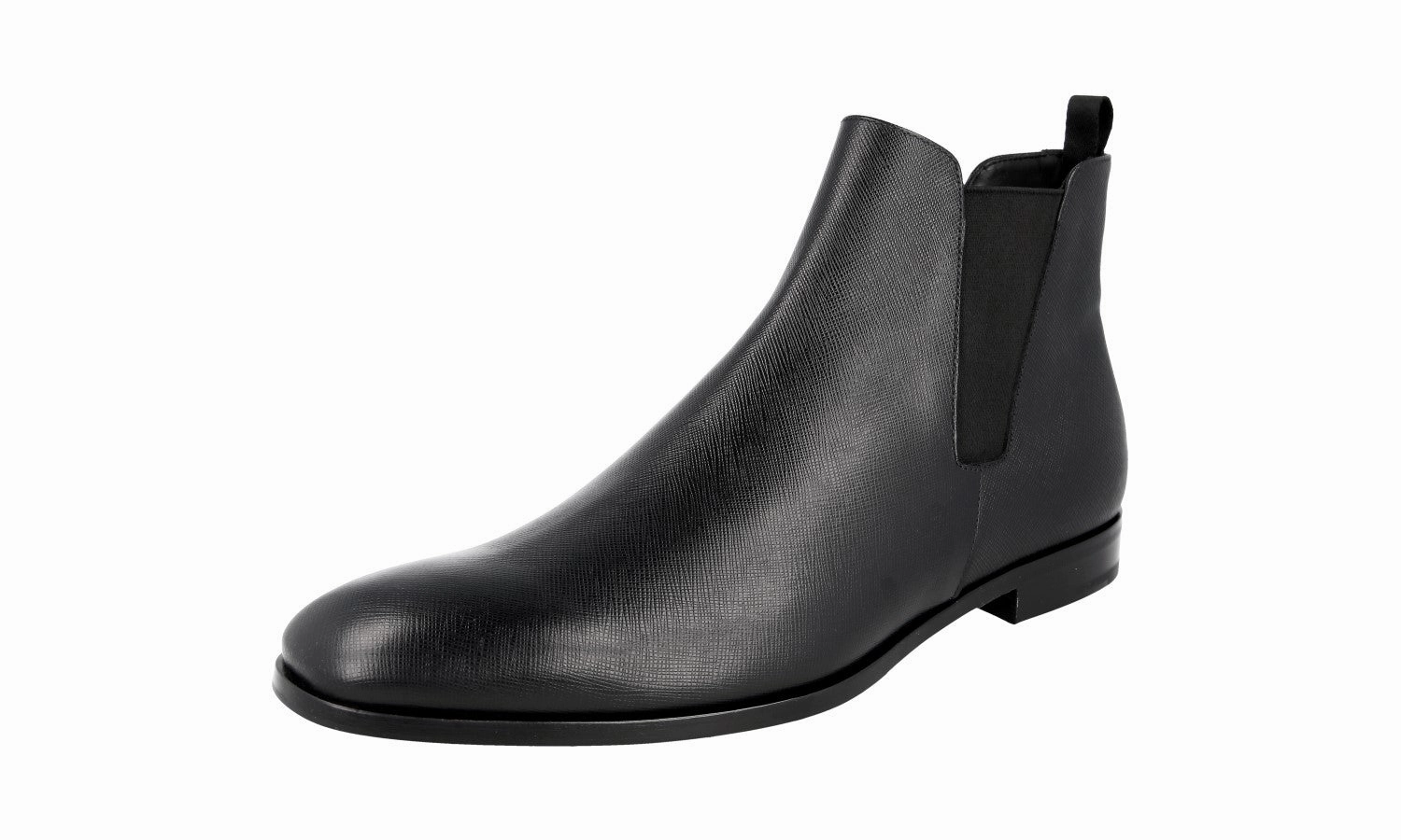 Prada Men's Black Saffiano Leather Half-Boot 2TB043 Smart Wear Rain Ready