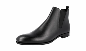 Prada Men's Black Saffiano Leather Half-Boot 2TC015 Fall Fashion