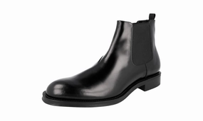 Prada Men's Black welt-sewn Leather Half-Boot 2TC056 Everyday Step