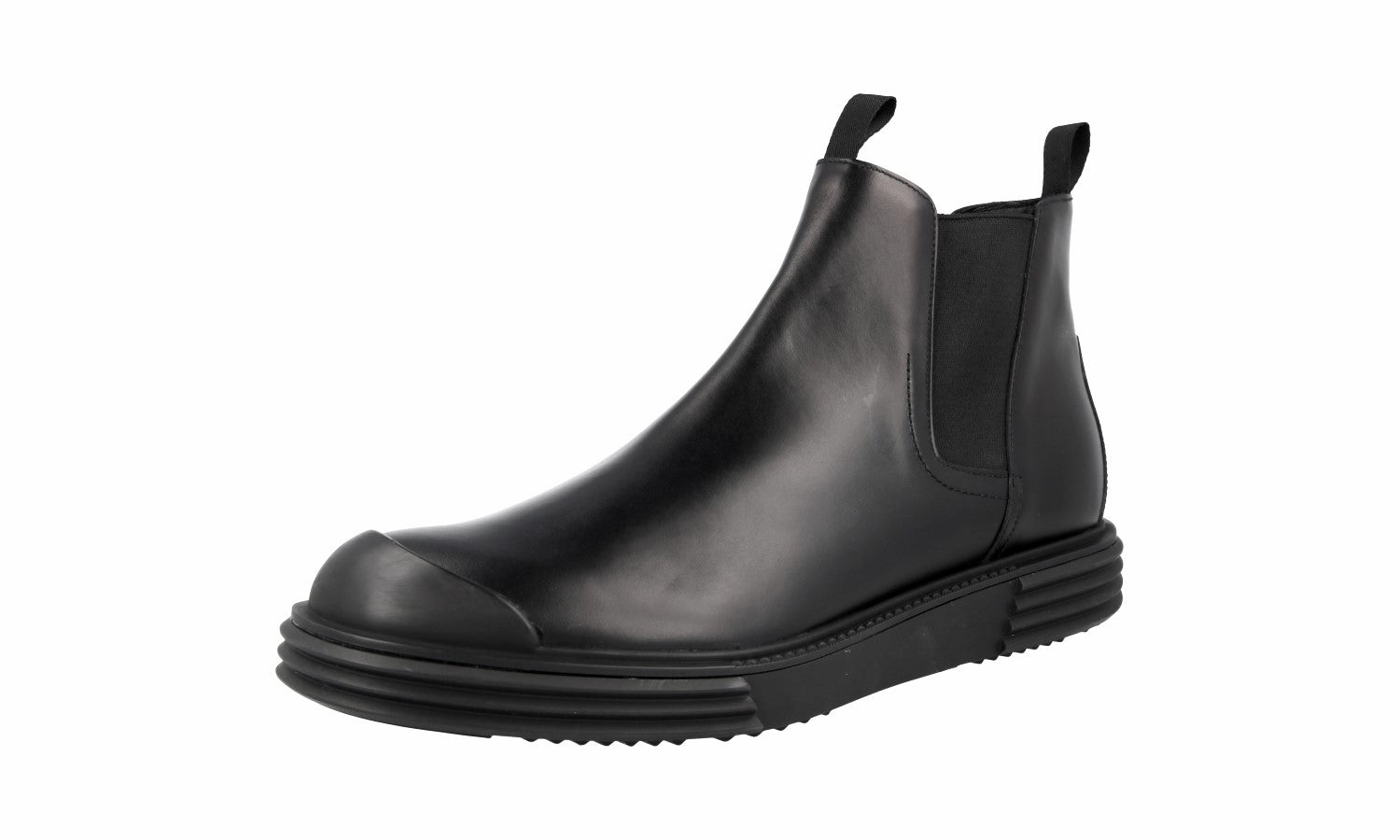 Casual Mood Trendy Chic Prada Men's Black welt-sewn Leather Half-Boot 2TE128