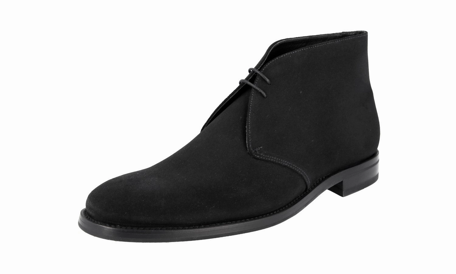 Prada Men's Blue welt-sewn Leather Desert Half-Boot 2TC049 Season Wardrobe