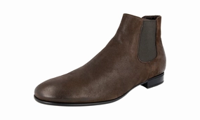 Evening Style Weekend Comfort Prada Men's Brown Leather Half-Boot 2T2723