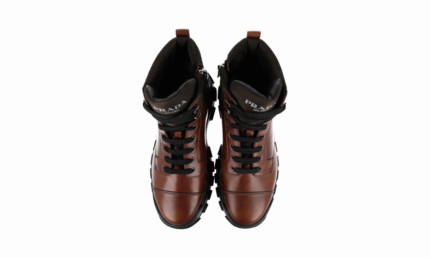 Prada Men's Brown Leather Half-Boot 2TG156 Outdoor Boots