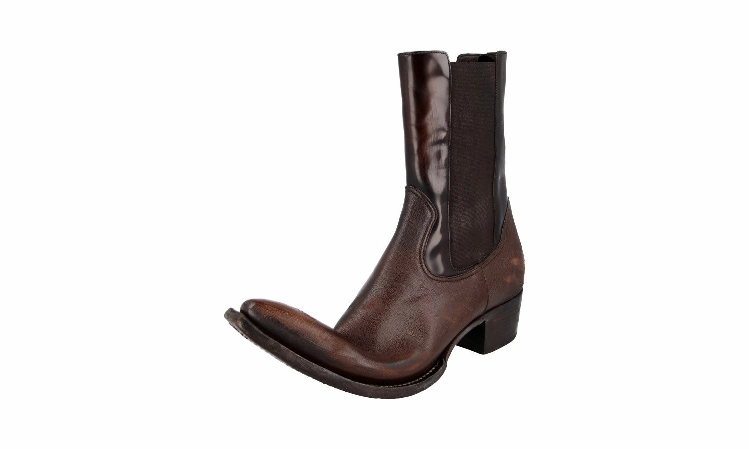 Smart Wear Cold Fit Prada Men's Brown welt-sewn Leather Cowboy Chelsea Boots Similar 2tg210  Half-Boot 2UG008