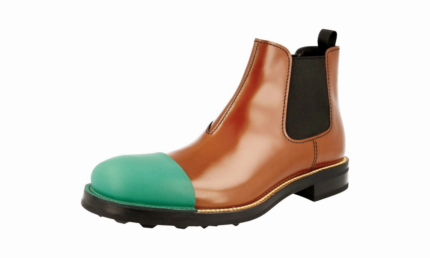 Prada Men's Brown welt-sewn Leather Half-Boot 2TG098 City Stroll City Look