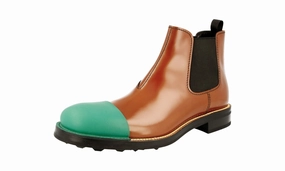 Prada Men's Brown welt-sewn Leather Half-Boot 2TG098 City Stroll City Look