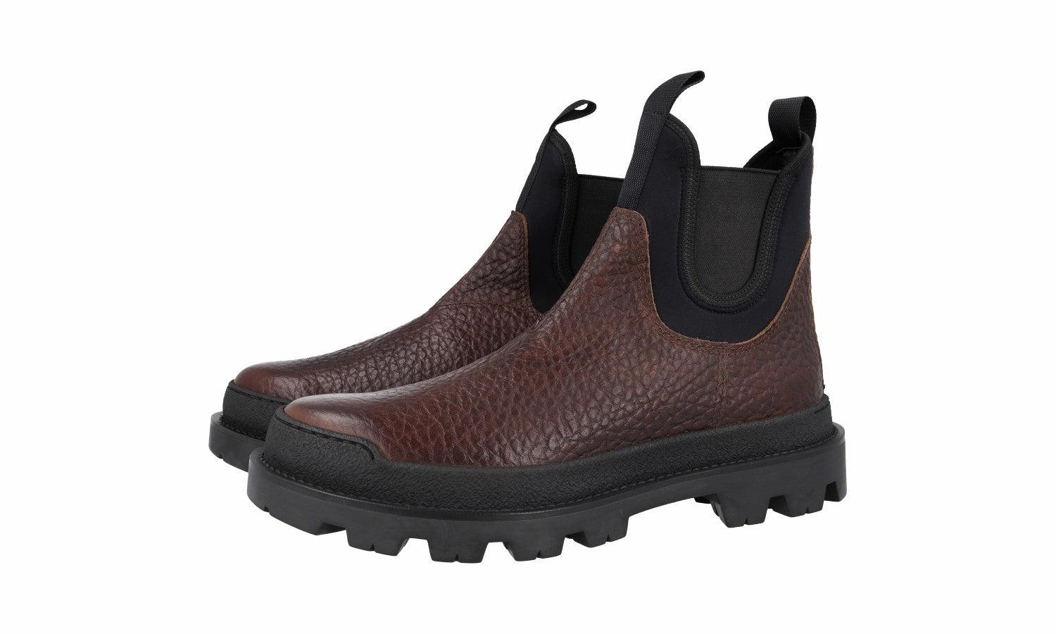 Prada Men's Brown welt-sewn Leather Half-Boot 2TG150 All Seasoned