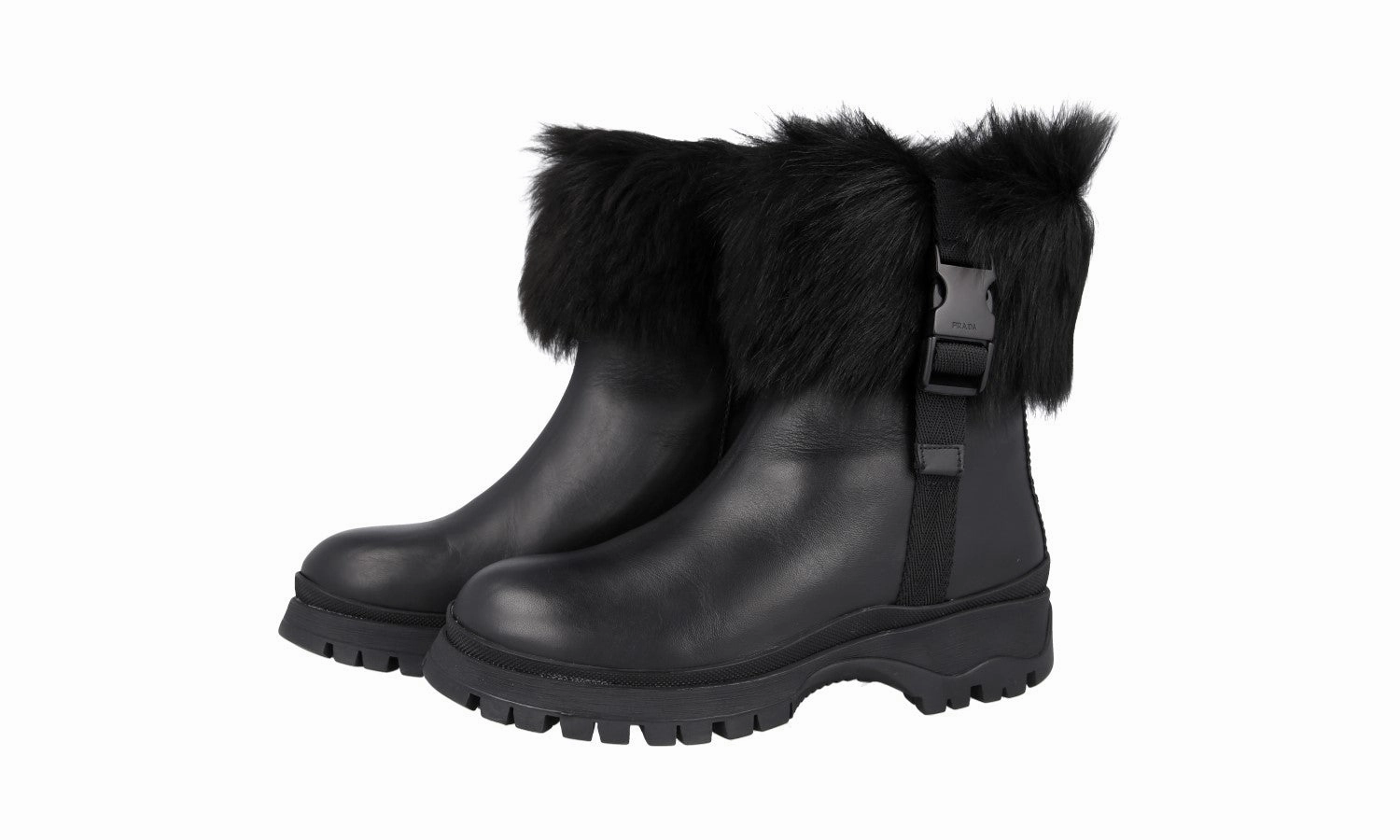 Prada Women's Black Leather Brixxen Half-Boot 1T006L Work Chicwear Party Wardrobe