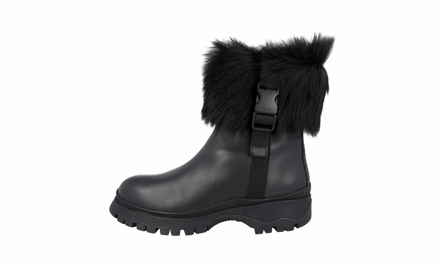 Prada Women's Black Leather Brixxen Half-Boot 1T006L Travel-Ready Style Chic Vibe