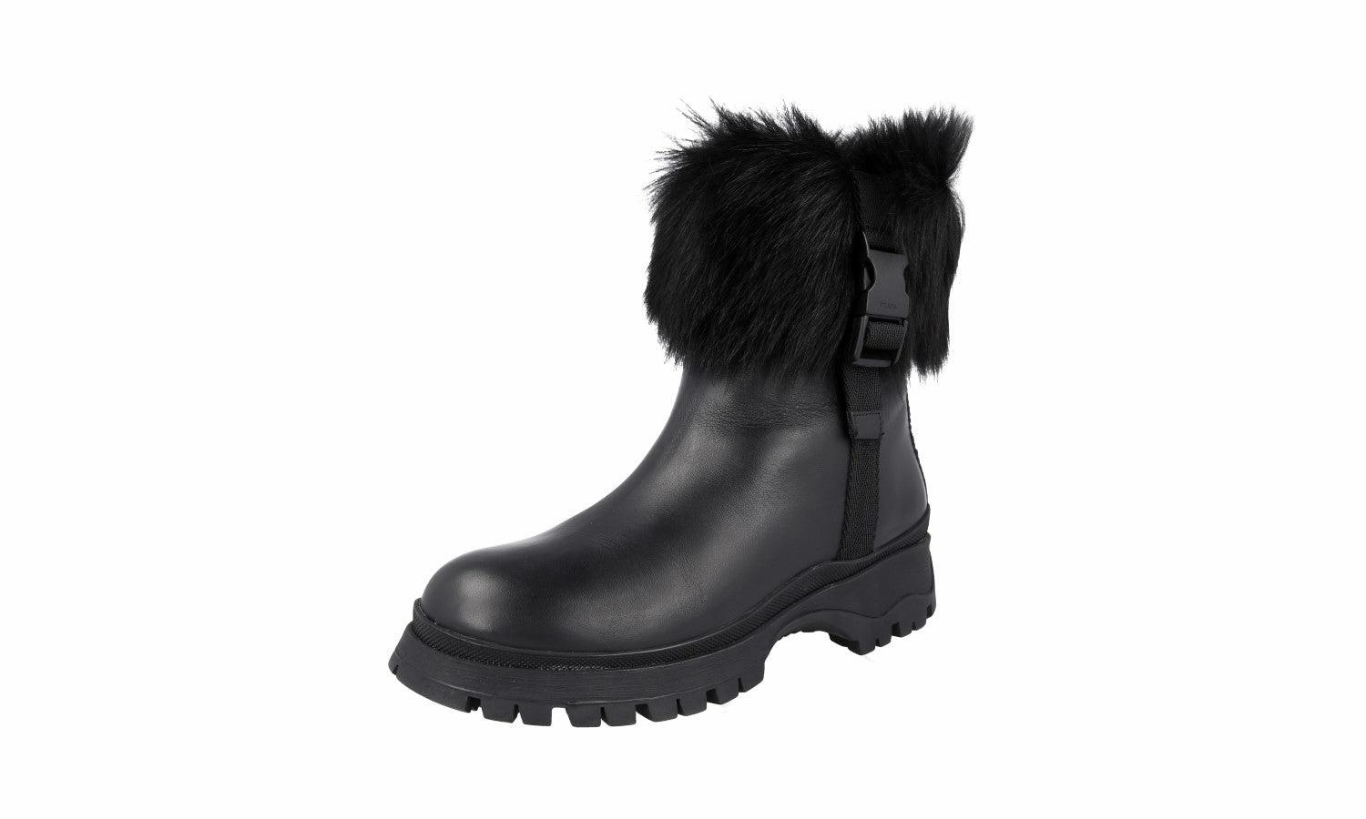 Practical Comfort Evening Ready Prada Women's Black Leather Brixxen Half-Boot 1T006L