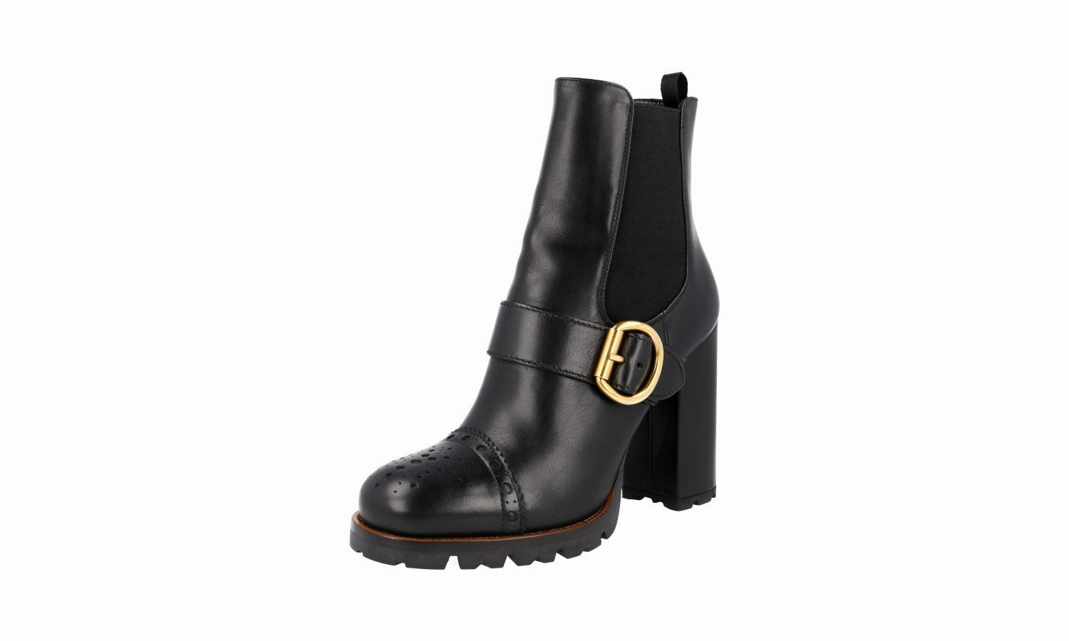 Prada Women's Black Leather Half-Boot 1T139H Street Use Chic Footwear