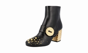 Prada Women's Black Leather Half-Boot 1T819H Street Wardrobe Transit Life