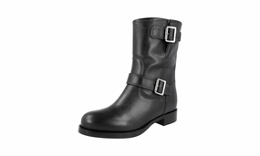 Prada Women's Black Leather Half-Boot 1U134G Timeless Comfort