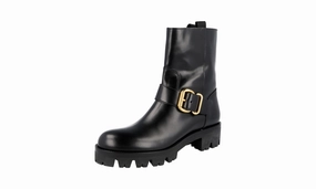 Prada Women's Black Leather Half-Boot 1U935H City Walk Cool Season