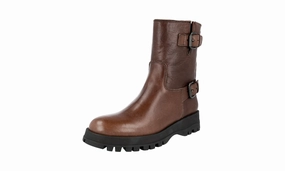 Perfect Pair Prada Women's Brown Deerskin Leather Half-Boot 1U062L