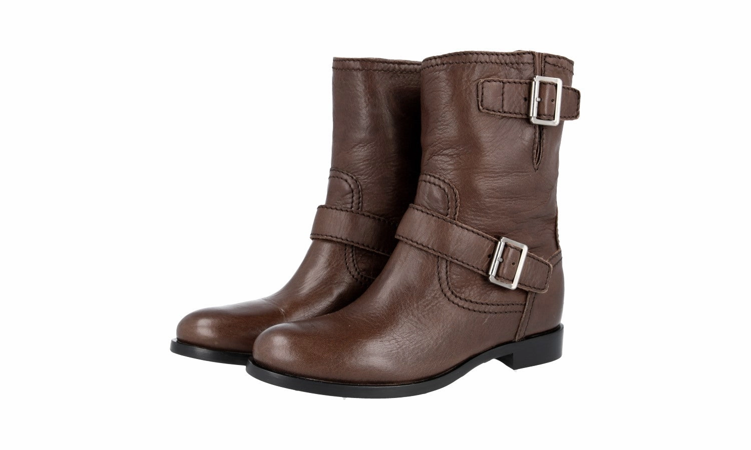 Active Boot Essential Boot Prada Women's Brown Deerskin Leather Half-Boot 1U231F