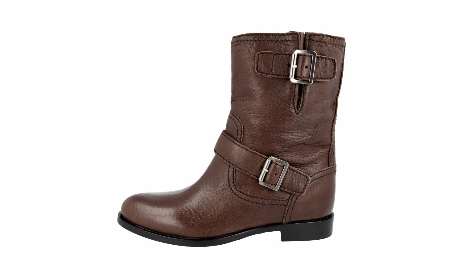 Prada Women's Brown Deerskin Leather Half-Boot 1U231F Street Chicwear Office Style