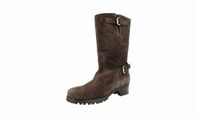 Modern Outfit Clean Finish Prada Women's Brown Leather Half-Boot 1U348E