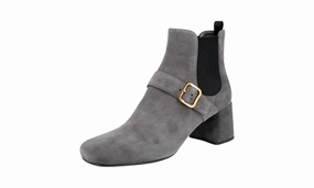 Outdoor Boots Prada Women's Grey Leather Half-Boot 1T159H