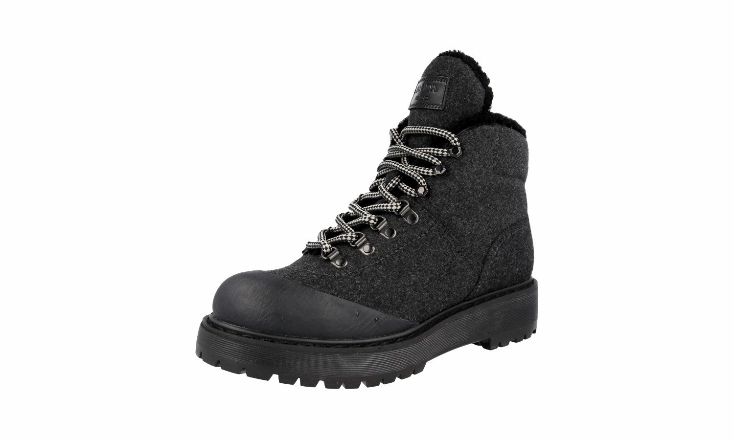 Prada Women's Grey welt-sewn Shearling Felt Half-Boot 3T5920 Everyday Comfort