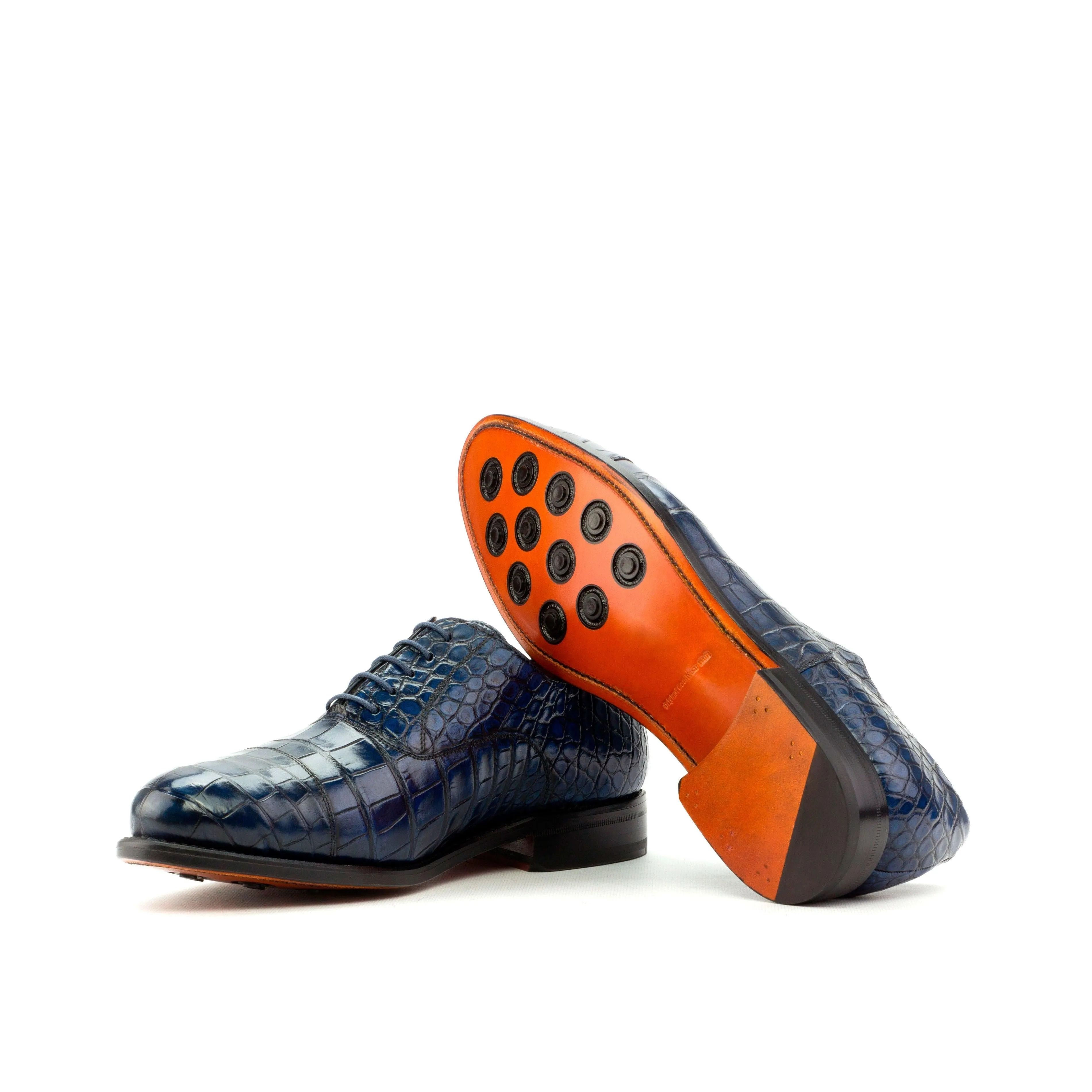 Navy Alligator Oxford Shoes Luxe Line