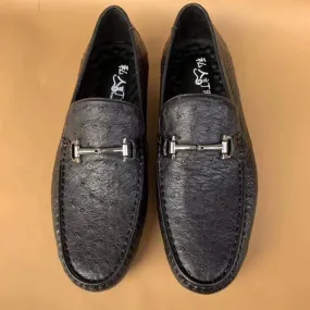Crocodile Shoes Men's Ostirch Leather Loafers Shoes Fashion Driving Shoes Business Dress Loafter Shoes Car Shoes Black Breathable Flats Effortless Fashion