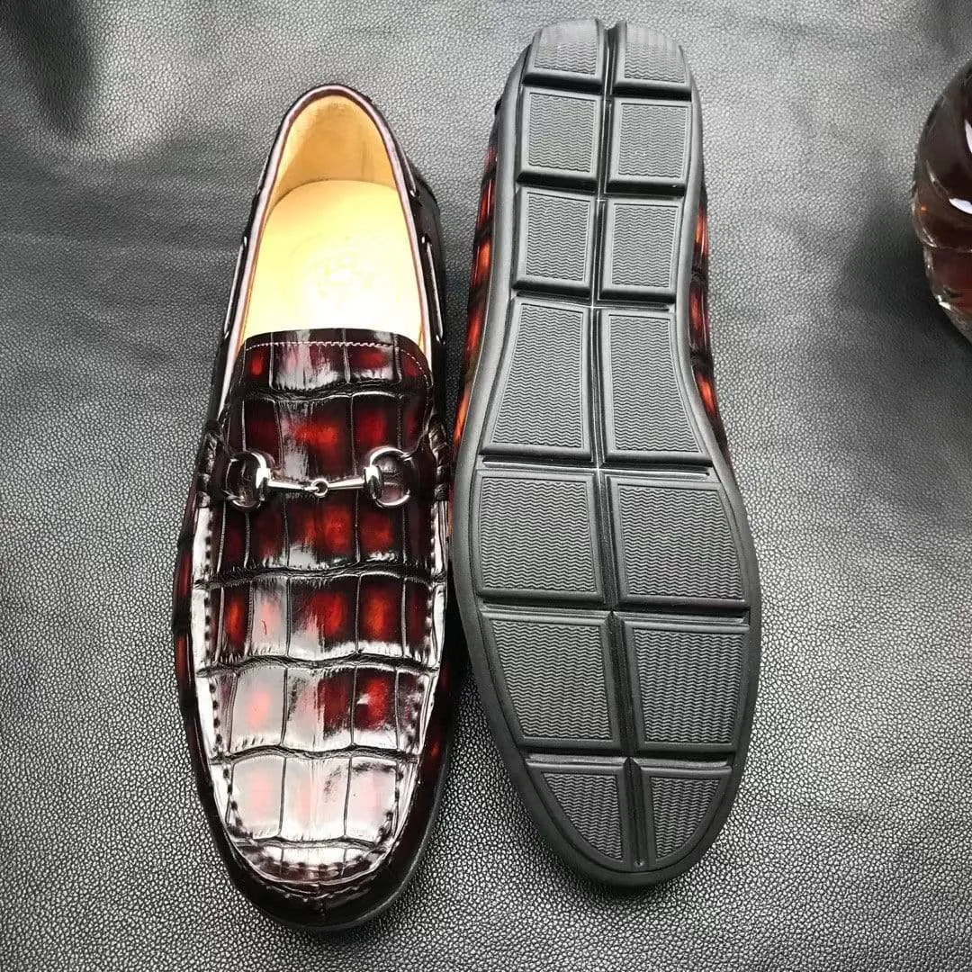 Market Lane Trade Walk Crocodile Shoes Genuine Crocodile Leather Penny Casual Tassel Horsebit Loafers