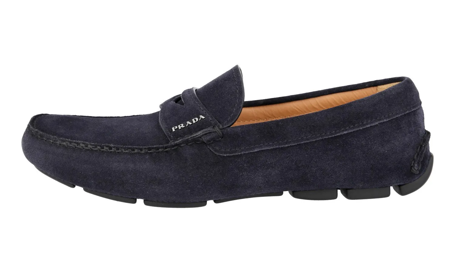 Step Steady Prada Men's Blue Leather Driver Shoes Loafers 2DD001