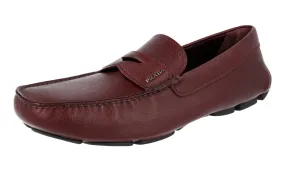 City Event Street Scene Prada Men's Brown Saffiano Leather Penny Loafers 2DD151