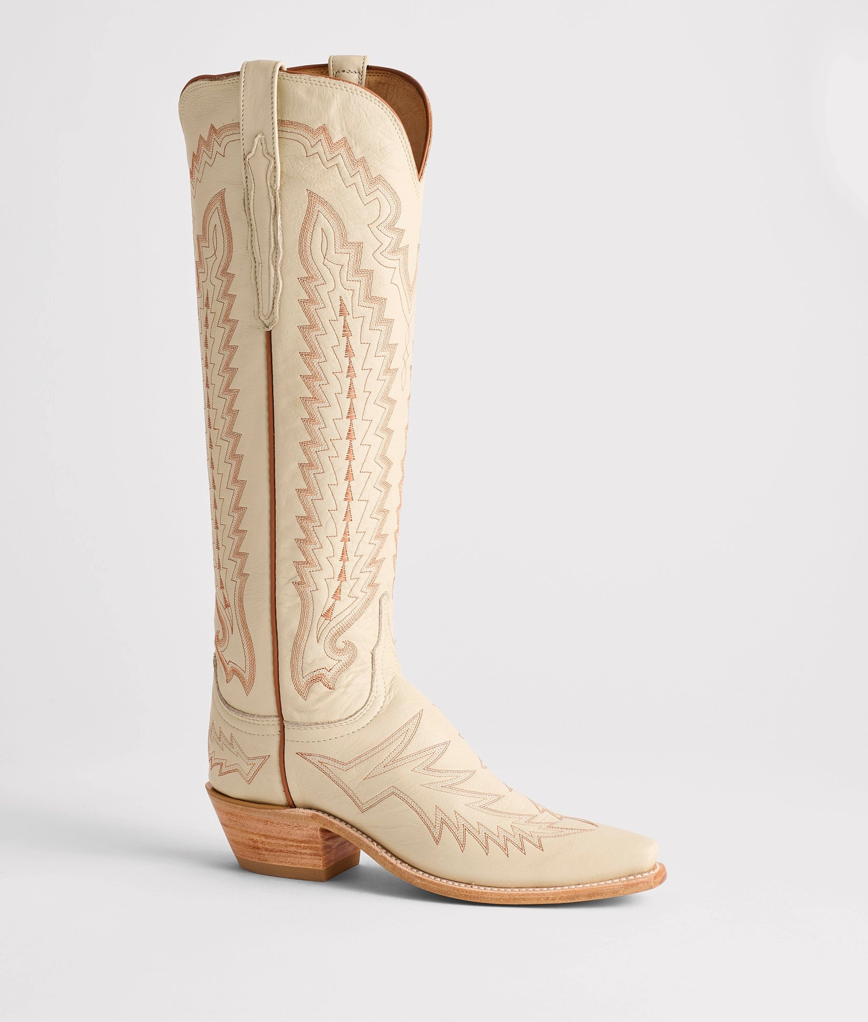 High Shine Priscilla :: Glitz Cream W/ Burnt Orange Stitching