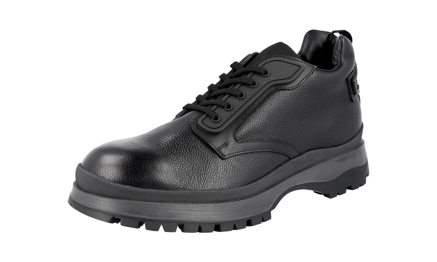 Prada Men's Black Buffalo Leather Brixxen Lace-up Shoes 4T3348 Mobility Fit